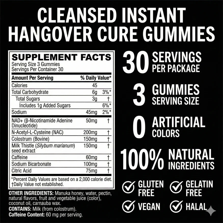 Cleansed Instant Hangover Cure Gummies